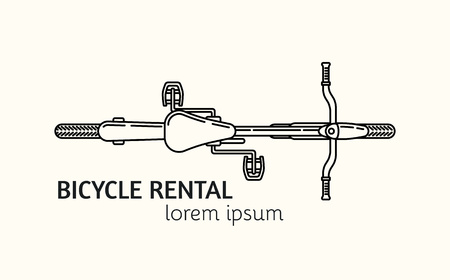 Unique outline style vector logotype template with bicycle view from top. Editable Stroke Vector Icon. Clean and minimalist symbol perfect for your business. Active lifestyle concept.のイラスト素材