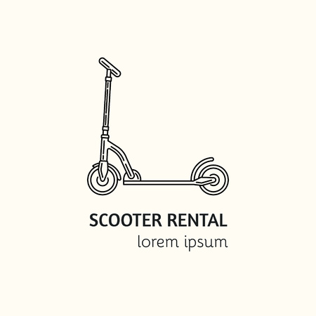 Unique outline style vector template with scooter . Editable Stroke Vector Icon. Clean and minimalist symbol perfect for your business. Active lifestyle concept.のイラスト素材