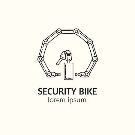 Unique outline style vector icon template with bicycle lock. Editable stroke vector icon. Clean and minimalist symbol perfect for your business. Active lifestyle concept.のイラスト素材