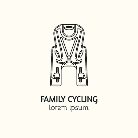 Unique outline style vector icon template with child bike seat. Editable stroke vector icon. Clean and minimalist symbol perfect for your business. Active lifestyle concept.のイラスト素材