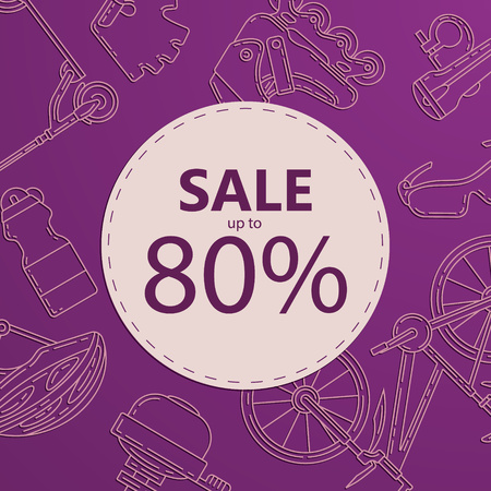 Advertising banner design for bicycle sale. Active lifestyle promotional square background. Perfect for discount, seasonal sale, special offer design.のイラスト素材
