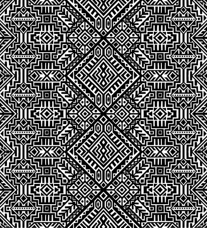 Simmetric seamless pattern in ethnic style. Tribal geometric ornament, perfect for textile design,...