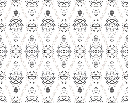 Vector Seamless Pattern in Ethnic Style. Creative tribal endless ornament, perfect for textile design, wrapping paper, wallpaper or site background. Trendy hand drawn boho tile.のイラスト素材