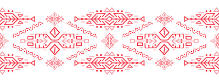 African ornament seamless stripe pattern. Polynesian decorative border. Aztec Peru Mexican Scandinavian traditional decor.のイラスト素材