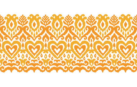 Ikat textile stylized seamless stripe pattern. Eastern embroidery tile. Indian Scandinavian Mexican Pakistan woven ornament.のイラスト素材