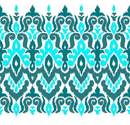 Colorful ikat stripe pattern in vintage ethnic style on white background. Baroque seamless ornament. Modern vector design. Creative oriental embroidery.のイラスト素材