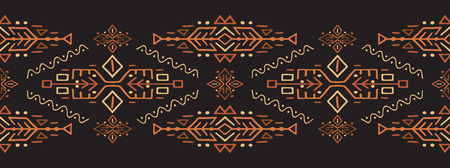 African ornament seamless stripe pattern. Polynesian decorative border. Aztec Peru Mexican...