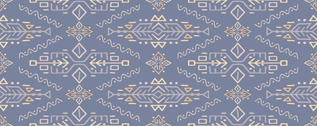 Vector Seamless Pattern in Ethnic Style. Trendy hand drawn boho tile. Creative tribal endless...