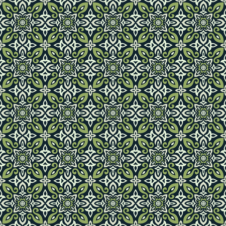 Ethnic style vector seamless pattern. Azulejos ceramic tile design. Talavera tracery motif. Portuguese, Spanish, Mexican, Brazilian folklore ornament.のイラスト素材