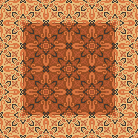 Ethnic style vector seamless pattern. Azulejos ceramic tile design. Talavera tracery motif. Portuguese, Spanish, Mexican, Brazilian folklore ornament.のイラスト素材