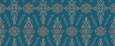 Vector Seamless Pattern in Ethnic Style. Trendy hand drawn boho tile. Creative tribal endless...