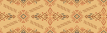 Vector Seamless Pattern in Ethnic Style. Trendy hand drawn boho tile. Creative tribal endless...
