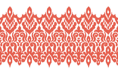 Colorful ikat stripe pattern in vintage ethnic style on white background. Baroque seamless ornament. Modern vector design. Creative oriental embroidery.のイラスト素材