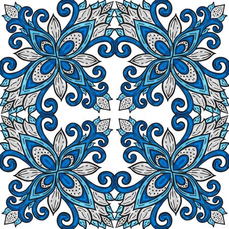 Azulejos ceramic tile design. Talavera tracery motif.のイラスト素材