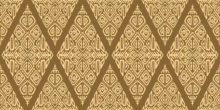 Vector Seamless Pattern in Ethnic Style. Trendy hand drawn boho tile. Creative tribal endless ornament, perfect for textile design, wrapping paper, wallpaper or site background.のイラスト素材