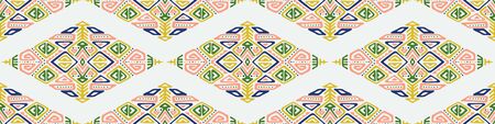 Vector Seamless Pattern in Ethnic Style. Trendy hand drawn boho tile. Creative tribal endless ornament, perfect for textile design, wrapping paper, wallpaper or site background.のイラスト素材