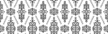 Vector Seamless Pattern in Ethnic Style. Trendy hand drawn boho tile. Creative tribal endless...