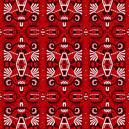 Abstract Ethnic Vector Seamless Pattern. Trendy boho tile. African textile design. Scandinavian ornament. Perfect for wallpaper, cloth, wrapping paper and other endless fill.のイラスト素材