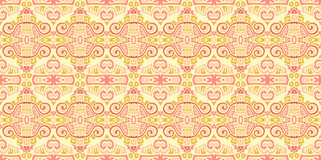 Abstract Ethnic Vector Seamless Pattern. Trendy boho tile. African textile design. Scandinavian ornament. Perfect for wallpaper, cloth, wrapping paper and other endless fill.のイラスト素材