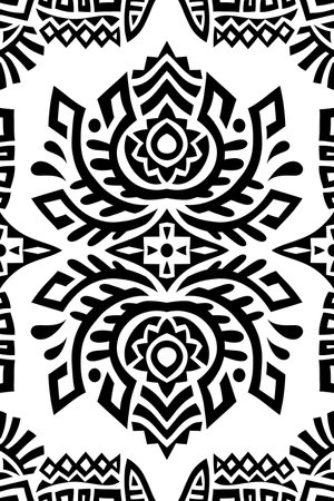 Abstract Ethnic Vector Seamless Pattern. Trendy boho tile. African textile design. Scandinavian ornament. Perfect for wallpaper, cloth, wrapping paper and other endless fill.のイラスト素材