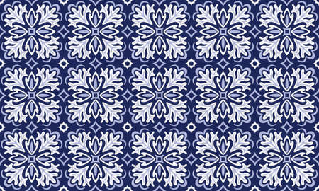 Azulejos ceramic tile design. Talavera tracery motif. Unique creative endless fill swatch....