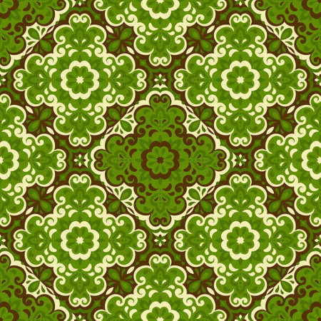 Azulejos ceramic tile design. Talavera tracery motif. Unique creative endless fill swatch. Portuguese, Spanish, Mexican, Brazilian folklore ornament. Ethnic style vector hand drawn seamless pattern.のイラスト素材