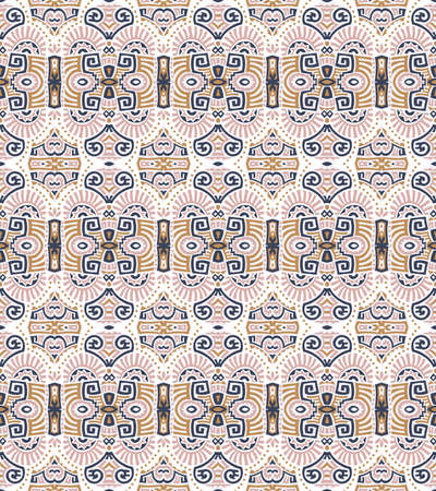 Abstract Ethnic Vector Seamless Pattern. Trendy boho tile. African textile design. Scandinavian ornament. Perfect for wallpaper, cloth, wrapping paper and other endless fill.のイラスト素材