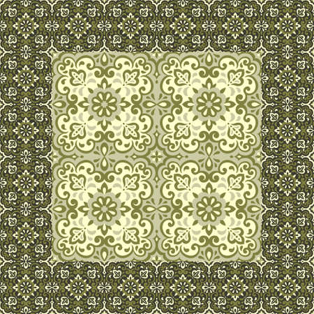 Azulejos ceramic tile design. Talavera tracery motif. Unique creative endless fill swatch. Portuguese, Spanish, Mexican, Brazilian folklore ornament. Ethnic style vector hand drawn seamless pattern.のイラスト素材