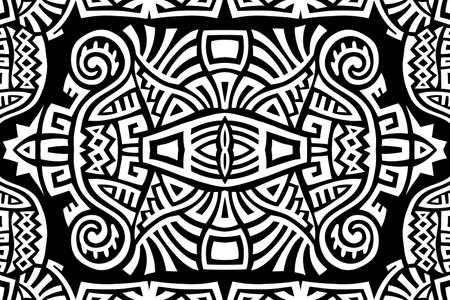 Abstract Ethnic Vector Seamless Pattern. Trendy boho tile. African textile design. Scandinavian ornament. Perfect for wallpaper, cloth, wrapping paper and other endless fill.のイラスト素材