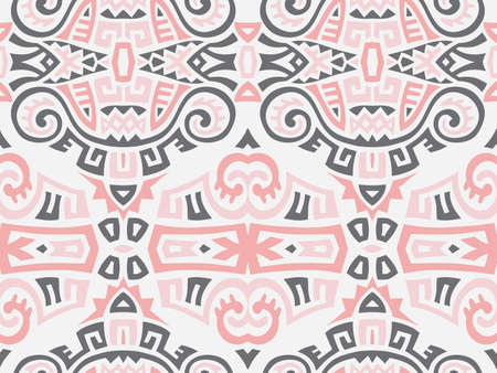 Abstract Ethnic Vector Seamless Pattern. Trendy boho tile. African textile design. Scandinavian ornament. Perfect for wallpaper, cloth, wrapping paper and other endless fill.のイラスト素材