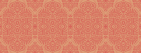 Abstract Ethnic Vector Seamless Pattern. Trendy boho tile. African textile design. Scandinavian ornament. Perfect for wallpaper, cloth, wrapping paper and other endless fill.のイラスト素材