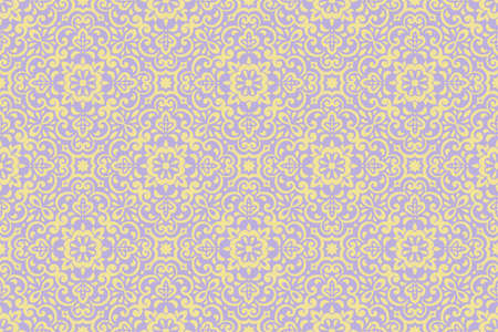 Azulejos ceramic tile design. Talavera tracery motif. Unique creative endless fill swatch. Portuguese, Spanish, Mexican, Brazilian folklore ornament. Ethnic style vector hand drawn seamless pattern.のイラスト素材