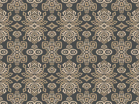 Abstract Ethnic Vector Seamless Pattern. Trendy boho tile. African textile design. Scandinavian ornament. Perfect for wallpaper, cloth, wrapping paper and other endless fill.のイラスト素材
