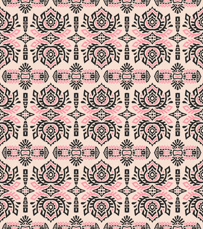Abstract Ethnic Vector Seamless Pattern. Trendy boho tile. African textile design. Scandinavian ornament. Perfect for wallpaper, cloth, wrapping paper and other endless fill.のイラスト素材
