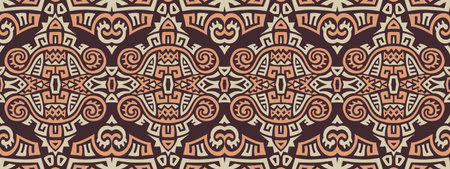 Abstract Ethnic Vector Seamless Pattern. Trendy boho tile. African textile design. Scandinavian ornament. Perfect for wallpaper, cloth, wrapping paper and other endless fill.のイラスト素材