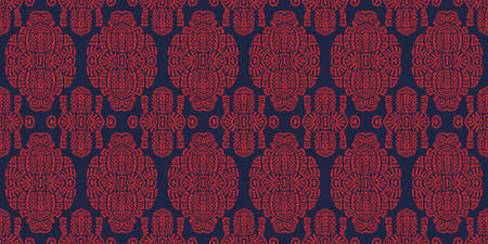 Abstract Ethnic Vector Seamless Pattern. Trendy boho tile. African textile design. Scandinavian ornament. Perfect for wallpaper, cloth, wrapping paper and other endless fill.のイラスト素材