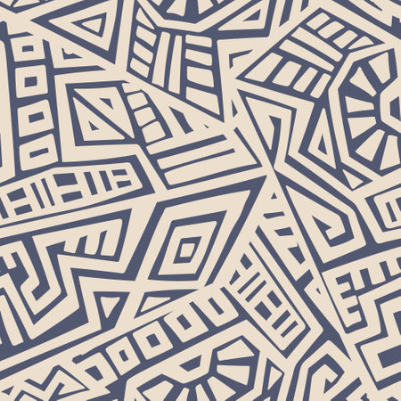 Unique Geometric Vector Seamless Pattern made in ethnic style. Aztec textile print. African traditional design. Creative boho pattern. Perfect for site backgrounds, wrapping paper and fabric design.のイラスト素材