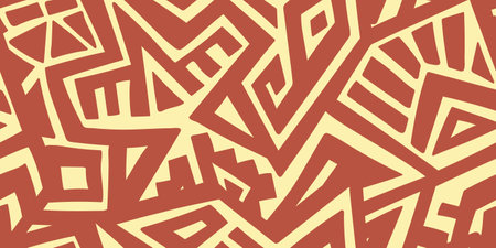 Unique Geometric Vector Seamless Pattern made in ethnic style. Aztec textile print. African traditional design. Creative boho pattern. Perfect for site backgrounds, wrapping paper and fabric design.のイラスト素材