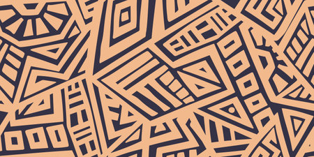 Unique Geometric Vector Seamless Pattern made in ethnic style. Aztec textile print. African traditional design. Creative boho pattern. Perfect for site backgrounds, wrapping paper and fabric design.のイラスト素材
