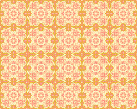 Azulejos ceramic tile design. Talavera tracery motif. Unique creative endless fill swatch. Portuguese, Spanish, Mexican, Brazilian folklore ornament. Ethnic style vector hand drawn seamless pattern.のイラスト素材