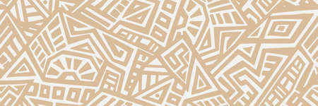 Unique Geometric Vector Seamless Pattern made in ethnic style. Aztec textile print. African traditional design. Creative boho pattern. Perfect for site backgrounds, wrapping paper and fabric design.のイラスト素材