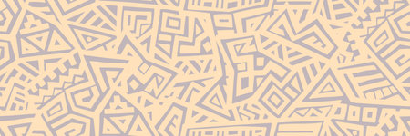 Unique Geometric Vector Seamless Pattern made in ethnic style. Aztec textile print. African traditional design. Creative boho pattern. Perfect for site backgrounds, wrapping paper and fabric design.のイラスト素材