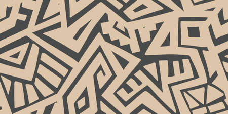 Unique Geometric Vector Seamless Pattern made in ethnic style. Aztec textile print. African traditional design. Creative boho pattern. Perfect for site backgrounds, wrapping paper and fabric design.のイラスト素材