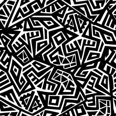 Unique Geometric Vector Seamless Pattern made in ethnic style. Aztec textile print. African traditional design. Creative boho pattern. Perfect for site backgrounds, wrapping paper and fabric design.のイラスト素材
