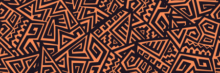 Unique Geometric Vector Seamless Pattern made in ethnic style. Aztec textile print. African traditional design. Creative boho pattern. Perfect for site backgrounds, wrapping paper and fabric design.のイラスト素材