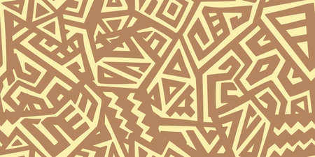 Unique Geometric Vector Seamless Pattern made in ethnic style. Aztec textile print. African traditional design. Creative boho pattern. Perfect for site backgrounds, wrapping paper and fabric design.のイラスト素材