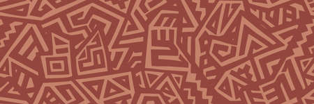 Unique Geometric Vector Seamless Pattern made in ethnic style. Aztec textile print. African traditional design. Creative boho pattern. Perfect for site backgrounds, wrapping paper and fabric design.のイラスト素材