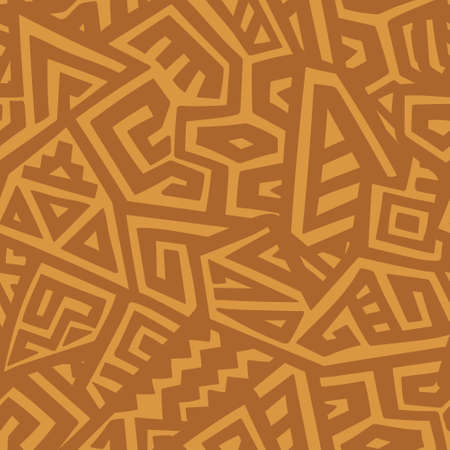 Unique Geometric Vector Seamless Pattern made in ethnic style. Aztec textile print. African traditional design. Creative boho pattern. Perfect for site backgrounds, wrapping paper and fabric design.のイラスト素材