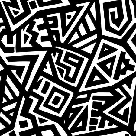 Unique Geometric Vector Seamless Pattern made in ethnic style. Aztec textile print. African traditional design. Creative boho pattern. Perfect for site backgrounds, wrapping paper and fabric design.のイラスト素材