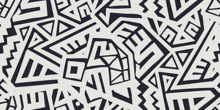 Unique Geometric Vector Seamless Pattern made in ethnic style. Aztec textile print. African traditional design. Creative boho pattern. Perfect for site backgrounds, wrapping paper and fabric design.のイラスト素材